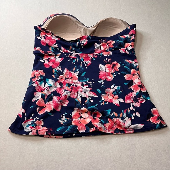 Merona Floral Strapless Top - Navy and Pink Size medium - Picture 4 of 8